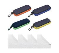 TAFACE Estuche para gafas con 4 paños de limpieza, rígido, para estudiantes, mujeres, hombres (azul, verde, naranja, amarillo), talla única