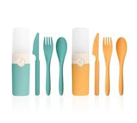 TAFACE Juego de 2 cubiertos para cubiertos de viaje, portacubiertos portátil, juego de cubiertos de plástico reutilizable para trabajo, viajes, picnic, camping