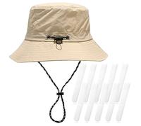 TAFACE Sombrero de sol protegido contra los rayos UV, impermeable y transpirable - 10 parches blancos absorben el sudor, plegable (caqui), M, Khaki Beige, M