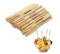 TAFACE tenedores 80 unidades, 90 mm x 6 mm x 3 mm, tenedores de frutas, tenedores de bambú, tenedores de bambú de vajilla natural renovable, tenedores de madera respetuosos con el medio ambiente
