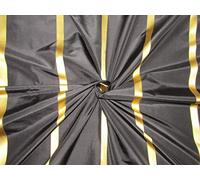 Tafetán de seda 100 % negro con rayas doradas de satén de 54 pulgadas TAFS165[1]