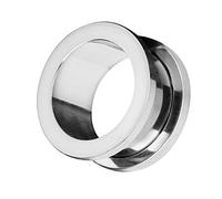 Taffstyle Piercing dilatador Flesh Tunnel para oreja, tapón de oreja, cierre de rosca, acero inoxidable, simple, color plateado, 8 mm