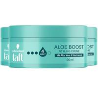 TAFT Aloe Boost Styling Cream Hold Level 4 (3 x 100 ml), cera para el cabello suave y nutritiva con complejo de aloe vera y niacinamida, cera de peinado para un aspecto natural y fijación duradera
