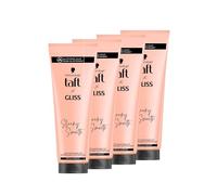 Taft Crema alisadora Gliss Sleeky Smooth (4 x 150 ml), crema de peinado para cabello liso sin plancha, con protección adicional contra el secador y antiencrespamiento