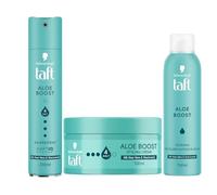 TAFT Spray para el cabello (250 ml) y espray de textura (150 ml) y crema de peinado (100 ml) Aloe Boost, todo tipo de cabello, para volumen y ondas naturales, con aloe vera y niacinamida para un