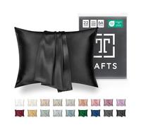 Tafts Fundas de Almohada de Seda de 22 mm, 100% Pura de Morera 6A, para Cabello y Piel, con Cierre de Cremallera, refrescante, Natural, orgánica, Funda de Almohada de Seda de Doble Cara (Negro