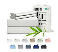 Tafts Juego de sábanas de tamaño King, 100% Viscosa Pura derivada del bambú, costados Profundos de 43 cm, Muy Suaves, sedosas, refrescantes, Costuras Dobles, Color Blanco Marfil