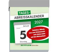 Tagesabreißkalender M 2027: Abreißkalender 5 x 7 cm, 1 Tag pro Seite mit Sudoku, Sprüchen, Rätseln & Rezepten auf den Rückseiten