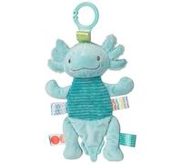 Taggies Sonajero para bebé con papel arrugado juguete de actividad con etiquetas sensoriales, 9 pulgadas, Aqua Axolotl