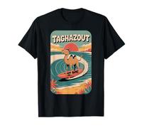 Taghazout Beach Vibes, Fun Retro Sunset y Surfing Camel Camiseta