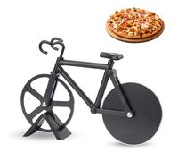 Taglierina per pizza in bicicletta Coltello per pizza in acciaio inox con supporto Utensili da cucina divertenti Accessori per pizza regalo Nero