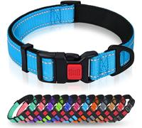 Taglory Collar Perro, Collar Nylon Reflectante Neopreno Forrado Ajustable para Perros Cachorro, Cielo Azul