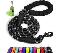 Taglory Correa de Perro Anti Tirones 1,2 m, Mango Acolchado, Negro | Correa Resistente para Perros Grandes que Tiran Fuerte, Asa Acolchada Protege Tu Mano e Hilos Reflectantes para la Noche