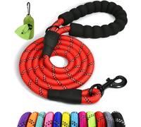 Taglory Correa de Perro, Correa de Fuerte de Perro para Perros Medianos con Mango Acolchado Suave y Hilos Reflectantes, 1.5 m x 1.0 cm, Rojo