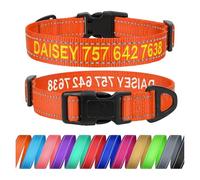 TagME Personalizado Extra Grande Collar Perro, Bordado Nombre y Número De Teléfono Reflectante Collar Perros, Naranja XL