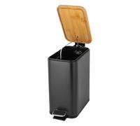 Tagowao Cubo de basura de cocina de 5 l, con reposapiés ancho, con tapa cerrada, rectangular, para baños, cocinas u oficinas, color negro