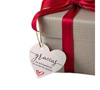 Tags con Forma de Corazón para Detalles, Regalos, Celebraciones, 46 x 48 mm, ¨Gracias por acompañarme en un día tan especial