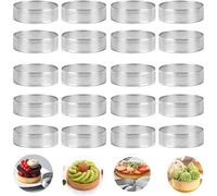 Tagtight Daytight 20 Aros Redondos para Postre, Aros Perforados para Tartas, moldes para tartaletas, Pasteles de Frutas, moldes para quiches, Aros para Tartas de Acero Inoxidable, Torre para Tartas,