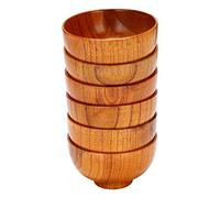 Tagtight Juego de 6 de madera para servir ensalada, cubiertos de madera de, cuenco de arroz para sopa, inmersión, café, té, decoración, ensaladera, juego de cubiertos KüChe (10,5 x 6,7