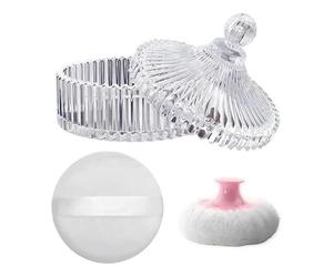 Tagtight Juego de botes de polvo de cristal, estuche para polvo corporal, para pulverizar para mujeres, de polvo con de polvo, borlas para el hogar y viajes como regalo