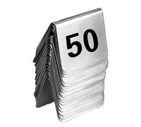 Tagtight Números de mesa de acero inoxidable, números de mesa de boda del 1 al 50, mapa de asientos de doble cara, tarjetas de mesa apilables, cartel para bodas, banquetes, restaurantes y bares