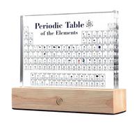 Tagtight Tabla periódica con elementos reales, tabla periódica de acrílico de 83 elementos, tabla periódica con base LED, tabla periódica de química, regalo para profesores, estudiantes, decoración