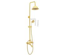 Tagtuell Juego de barra de ducha, juego de columna de ducha, sistema de ducha de lluvia, sistema de ducha con cabezal de ducha, altura regulable, ducha de cabeza y de mano, dorado
