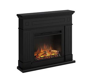 TAGU Larsen Chimenea eléctrica con PowerFlame, Calefactor y Termostato, Temporizador de 7 días, Efecto de Llama LED, Control Remoto (Negro Intenso)