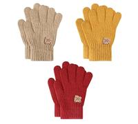 TAGVO 3 Pares de Guantes de Punto Invierno Niño de 3 a 7 Años, Guantes Termicos Guantes Mitones Niño, Guantes de Punto para Niños con Dedos Completos para correr senderismo deporte al aire libre
