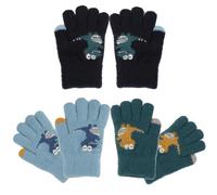 TAGVO 3 Pares Guantes Mágicos de Invierno para Niños, Manoplas de Dedo Completo Elásticas, Guantes de Estiramiento de Punto, para Uso en Invierno, Ajuste Niños Niñas de 4 a 12 Años