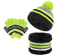 TAGVO 3in1 Invierno Set de Bufanda, Gorro y Guantes para niños, Invierno Grueso Polar, Tejido térmico, Bufanda, Guantes, para niños, niños, niñas, de 3 a 6 años, Conjuntos de Accesorios de Invierno