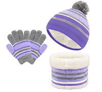 TAGVO 3in1 Invierno Set de Bufanda, Gorro y Guantes para niños, Invierno Grueso Polar, Tejido térmico, Bufanda, Guantes, para niños, niños, niñas, de 3 a 6 años, Conjuntos de Accesorios de Invierno