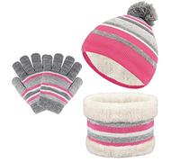 TAGVO 3in1 Invierno Set de Bufanda, Gorro y Guantes para niños, Invierno Grueso Polar, Tejido térmico, Bufanda, Guantes, para niños, niños, niñas, de 3 a 6 años, Conjuntos de Accesorios de Invierno