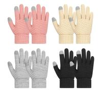 TAGVO 4 Pares Guantes Mágicos de Invierno para Niños, Manoplas de Dedo Completo Elásticas, Mitones de Estiramiento de Punto Uso en Invierno, Coloridos Ajuste Niños Niñas de 4 a 11 Años