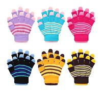 TAGVO 6 Pares Guantes Mágicos de Invierno para Niños, Manoplas de Dedo Completo Elásticas, Guantes de Estiramiento de Punto dos Capas Uso en Invierno, Coloridos Ajuste Niños Niñas de 1 a 3 Años