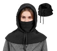 TAGVO Cálido Gorro de Invierno Tejido, 3 en 1 Pasamontañas Máscaras Faciales con Calentador de Cuello, Prueba de Viento Gorro Pullover Cubierta Facial Unisex, Ajustable Calentador de Cuello y Cara