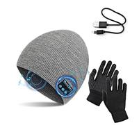 TAGVO Gorro Bluetooth V5.0 con Conjunto de Guantes con Pantalla táctil, Gorro de música inalámbrico de Punto cálido de Invierno con micrófono inalámbrico para Correr esquí Senderismo,Regalo Navidad