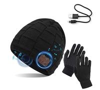 TAGVO Gorro Bluetooth V5.0 con Conjunto de Guantes con Pantalla táctil, Gorro de música inalámbrico de Punto cálido de Invierno con micrófono inalámbrico para Correr esquí Senderismo,Regalo Navidad
