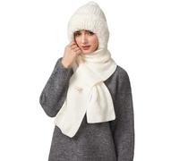 TAGVO Gorro de Punto Invierno para Mujer, Gorro de Suave con Pompón & Bufanda de Elástico Cálido, Slouchy Beanie Hat Elegante Winter Warm Soft Sombrero de Tejida Lana para Mujeres