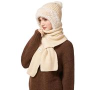 TAGVO Gorro de Punto Invierno para Mujer, Gorro de Suave con Pompón & Bufanda de Elástico Cálido, Slouchy Beanie Hat Elegante Winter Warm Soft Sombrero de Tejida Lana para Mujeres