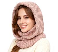 TAGVO Gorro de Punto para Mujer, Multifunción Gorro de Invierno de Moda Informal Elástico Cálido con Bufanda Larga, Balaclava Pasamontañas Térmico para Esquí Senderismo Correr Ciclismo Trabajando