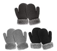 TAGVO Guantes Para Niños Pequeños, Guantes Deporte Invierno de Niños, 3 Pares Winter Kids Boys Girls Sherpa Forrados Mitones de Punto