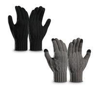 TAGVO Guantes Touch Screen para Mujer Hombre, 2 Pares Guantes de Invierno de Punto Antiviento, Guantes Para Pantalla Táctil Con Forro Polar Fino, Guantes Termicos Para el Clima Regalo