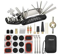 Tagvo Kit de herramientas para bicicleta, 16 en 1 Herramienta multifunción para bicicleta con kit de parche y palancas para neumáticos, Kit de herramientas para reparación de bicicletas, Paquete de he