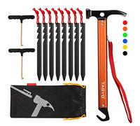 TAGVO Martillo de Camping con 8 estacas de estacas de Aluminio y 2 Piezas de Tienda multifuctional Stakes Puller Set, mazos de Camping Multifuncional de Aluminio portátil para Acampar