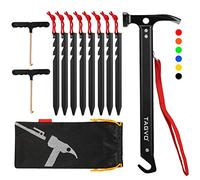 TAGVO Martillo de Camping con 8 estacas de estacas de Aluminio y 2 Piezas de Tienda multifuctional Stakes Puller Set, mazos de Camping Multifuncional de Aluminio portátil para Acampar
