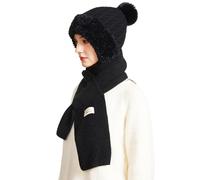 TAGVO Mujer Gorro y Bufanda de Punto Invierno, Gorro Clásico de Jacquard con Diamantes Elástico Suave y Resistente Al Viento con Pompón, Sombrero Beanie Hat Calentador de Cuello para Mujer
