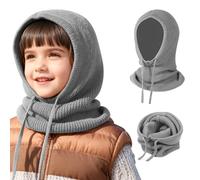 TAGVO Niño Gorro Balaclava 2 en 1 con Bufanda, Pasamontañas Tejido a Prueba de Viento Cálido Bufanda con Capucha, Suave Gorro Invierno Calentador de Cuello para Niño Niña De 4-10 Años