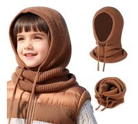 TAGVO Niño Gorro Balaclava 2 en 1 con Bufanda, Pasamontañas Tejido a Prueba de Viento Cálido Bufanda con Capucha, Suave Gorro Invierno Calentador de Cuello para Niño Niña De 4-10 Años