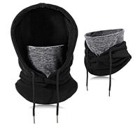 TAGVO Pasamontañas Máscara De Esquí a Prueba, Capucha De Lana Térmica Invierno para Hombres y Mujeres, Uso Multiusos Mascarilla Viento, Cálido Cubierta Facial Transpirable para al Aire Libre,Negro